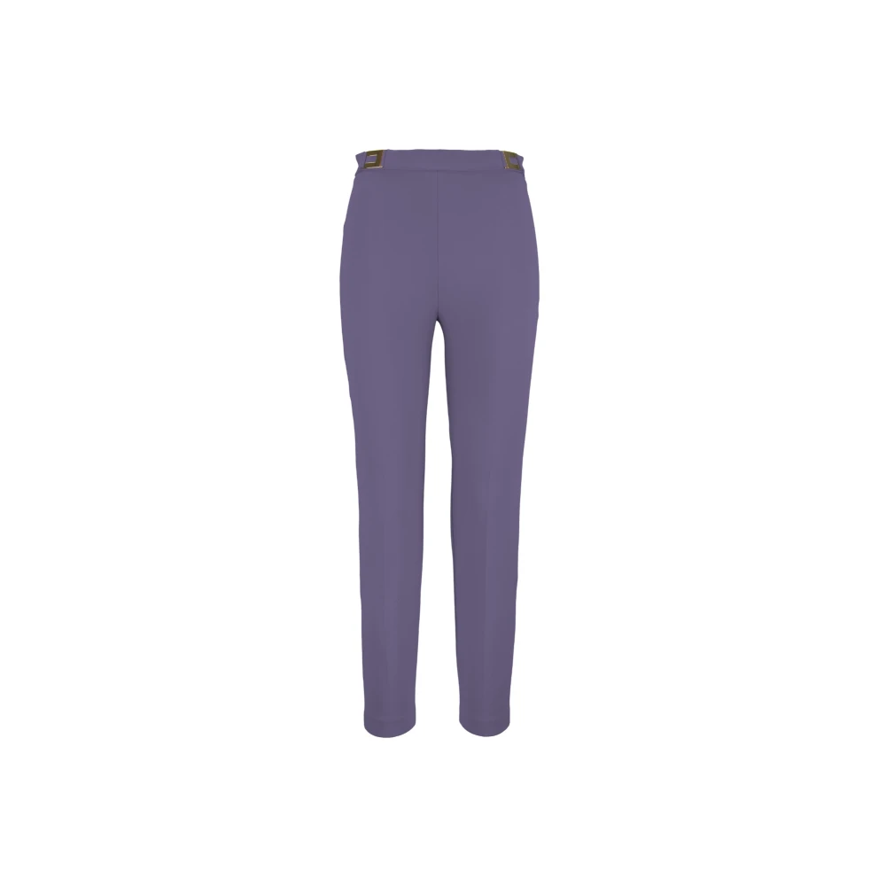 Elisabetta Franchi Gouden Metalen Rits Haak Damesbroek Purple Dames