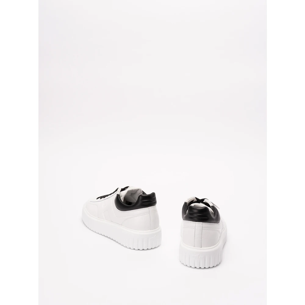 Hogan Leren Sneakers met H Stripes White Heren