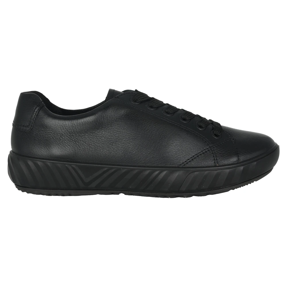 ara Zwarte Leren Wijde Pasvorm Sneaker Dames Schoenen