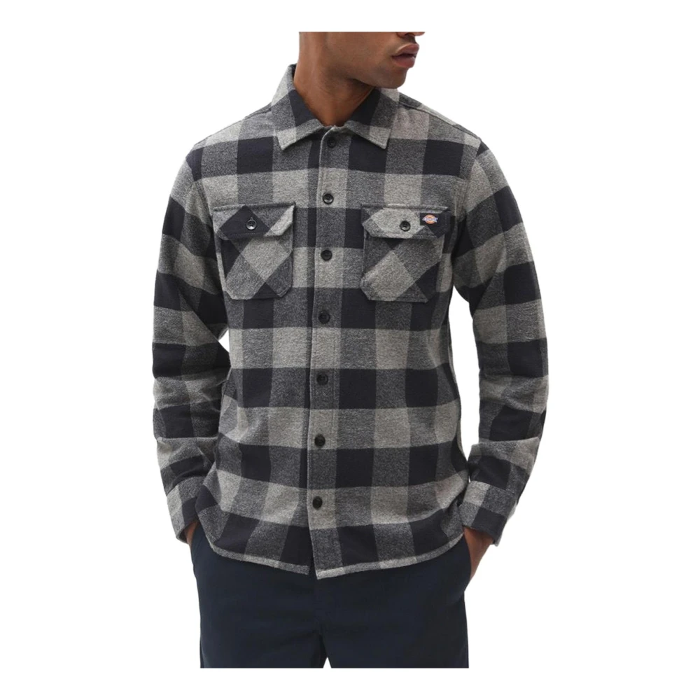 Dickies Homme Gris Chemises, Taille: Xl Chemise À Carreaux À Manches Longues