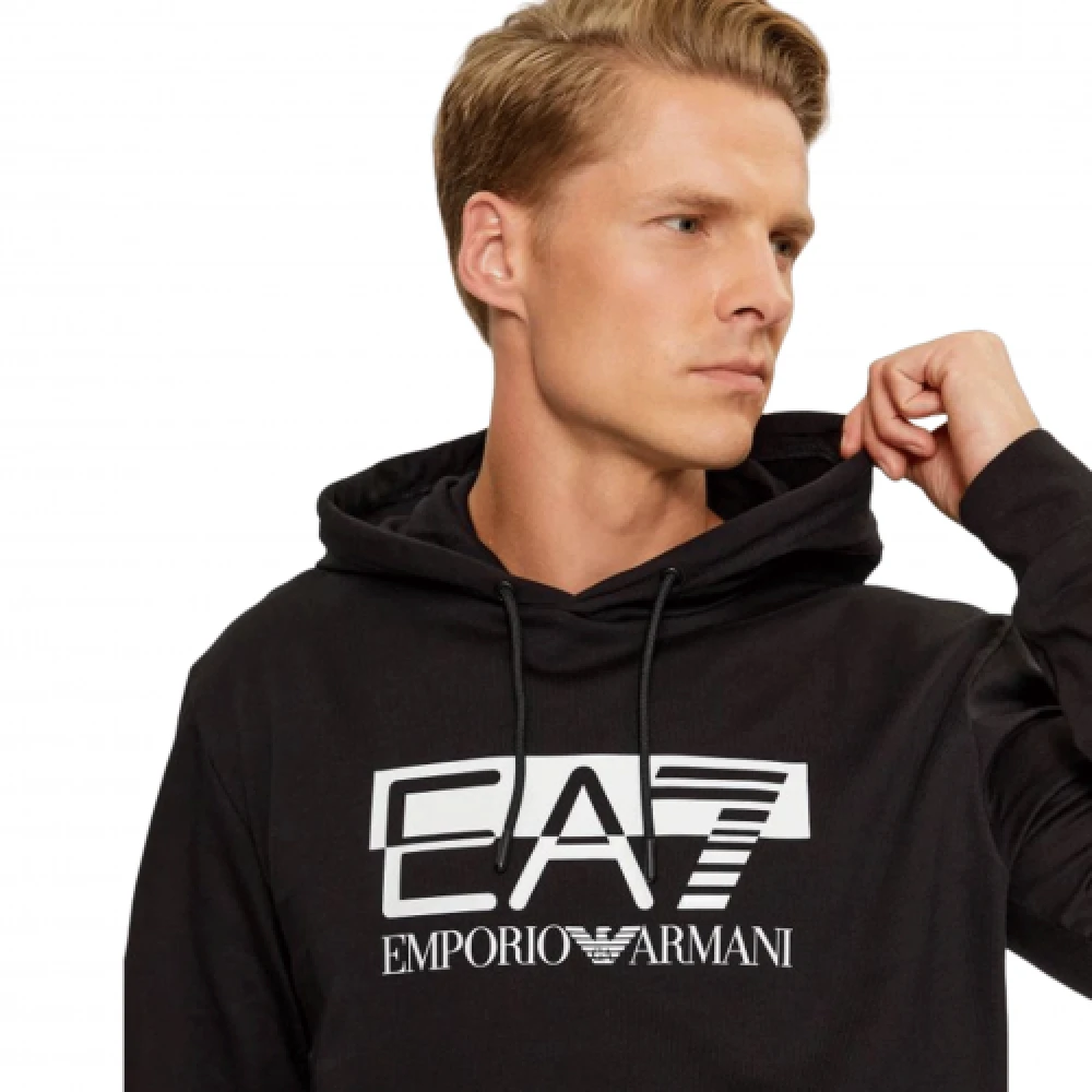 Emporio Armani EA7 Nieuwe hoodie met klieke print Black Heren