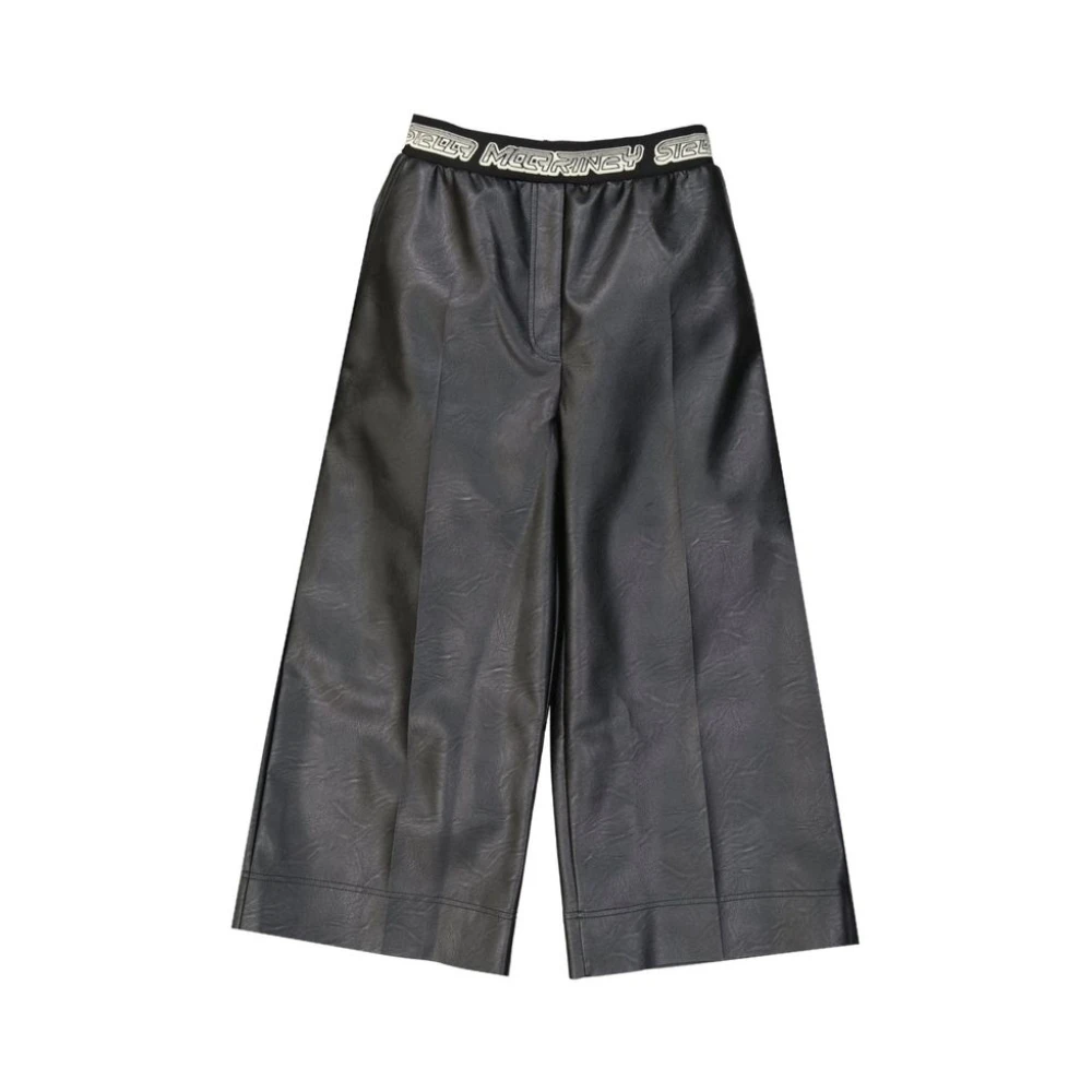 Stella Mccartney Women's Black Leather Trousers - Cropped Trousers - M - Trousers
