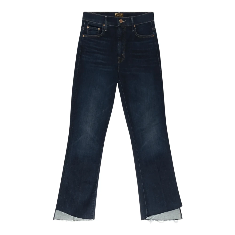 Mother Donkerblauwe Cropped Jeans met Rauwe Zoom Blue Dames