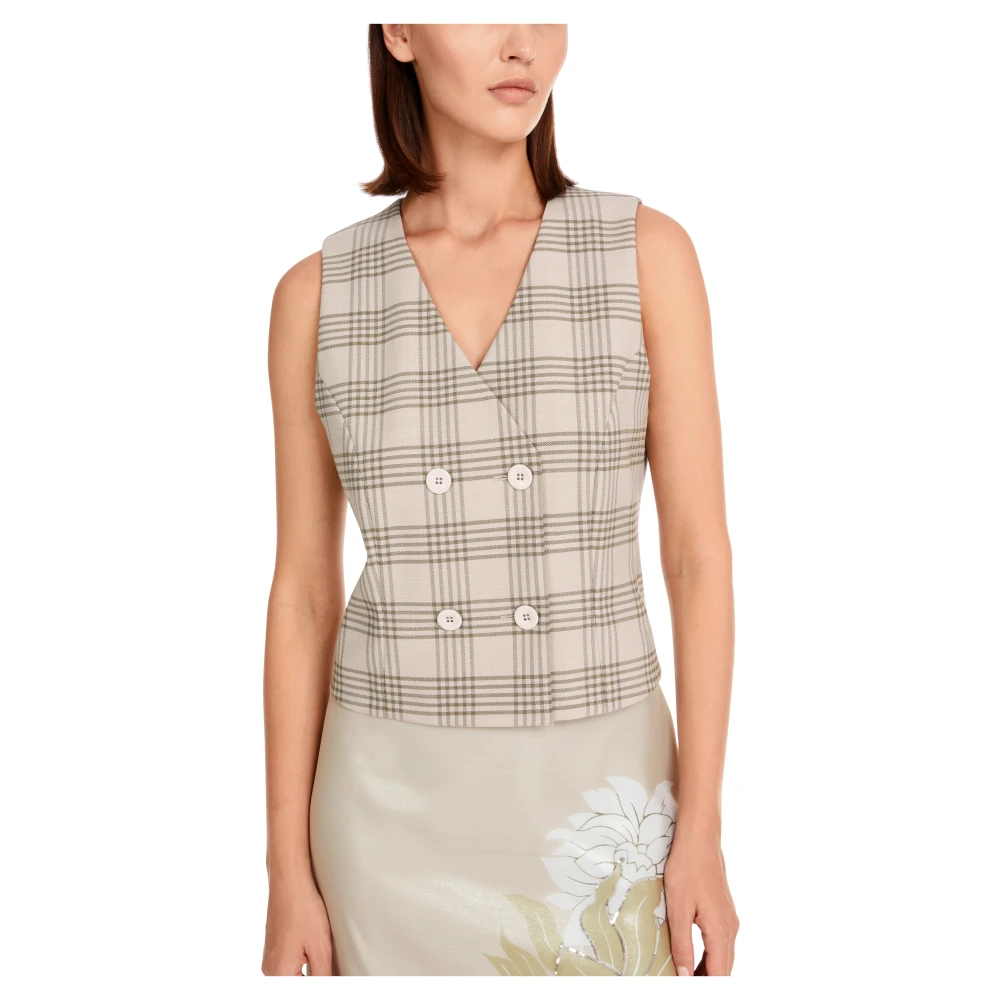 Marc Cain Geruite vest met Lurex-details Green Dames