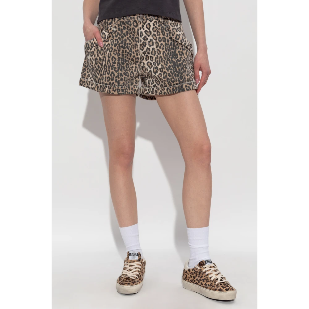 R13 Shorts met dierenprint Beige Dames