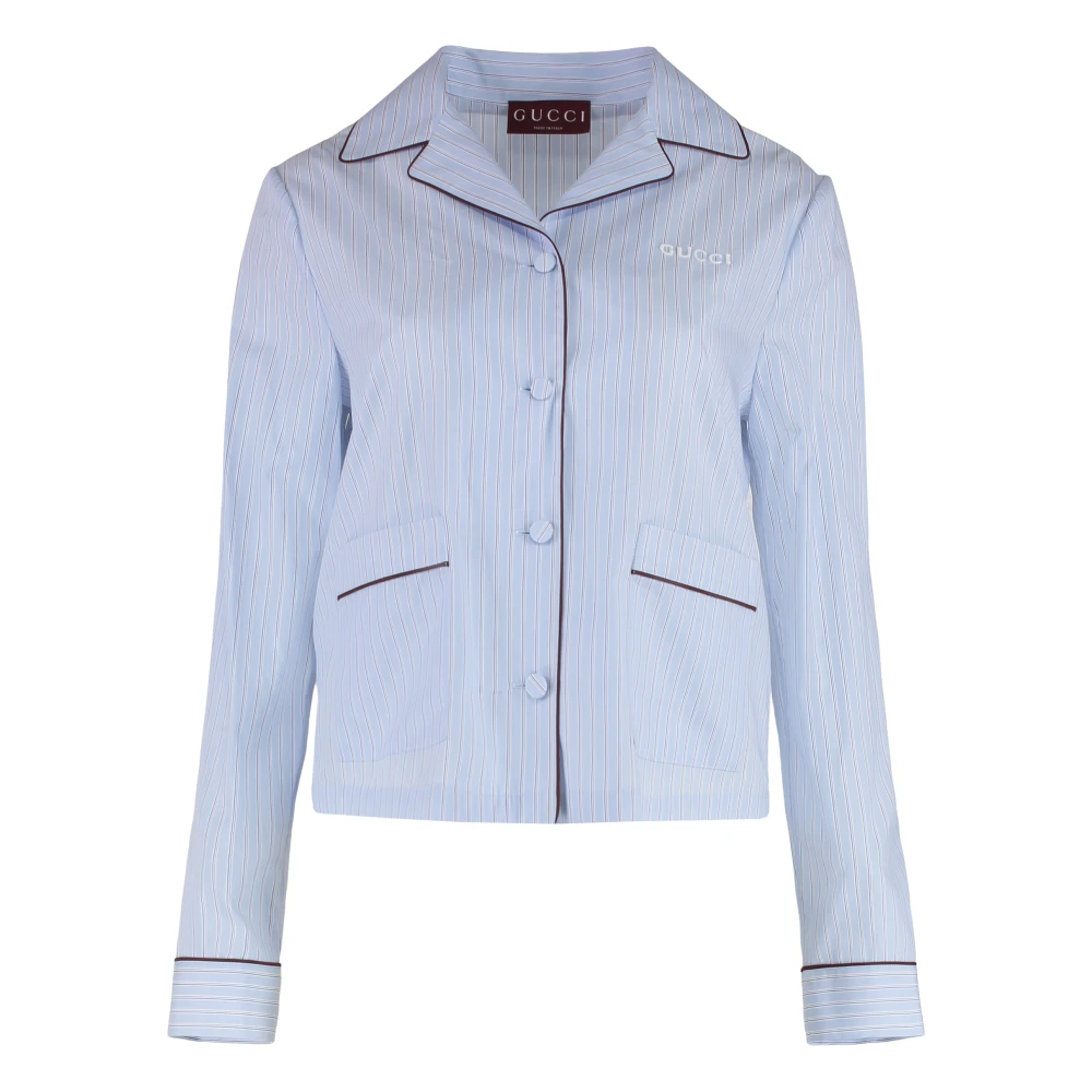Gucci Blue Pyjamas, Female, 2XS, Striped Cotton Shirt