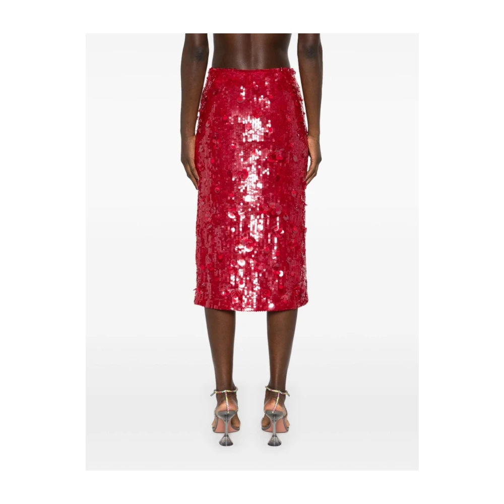 P.a.r.o.s.h. Rode Bloemen Pailletten Potlood Rok Red Dames
