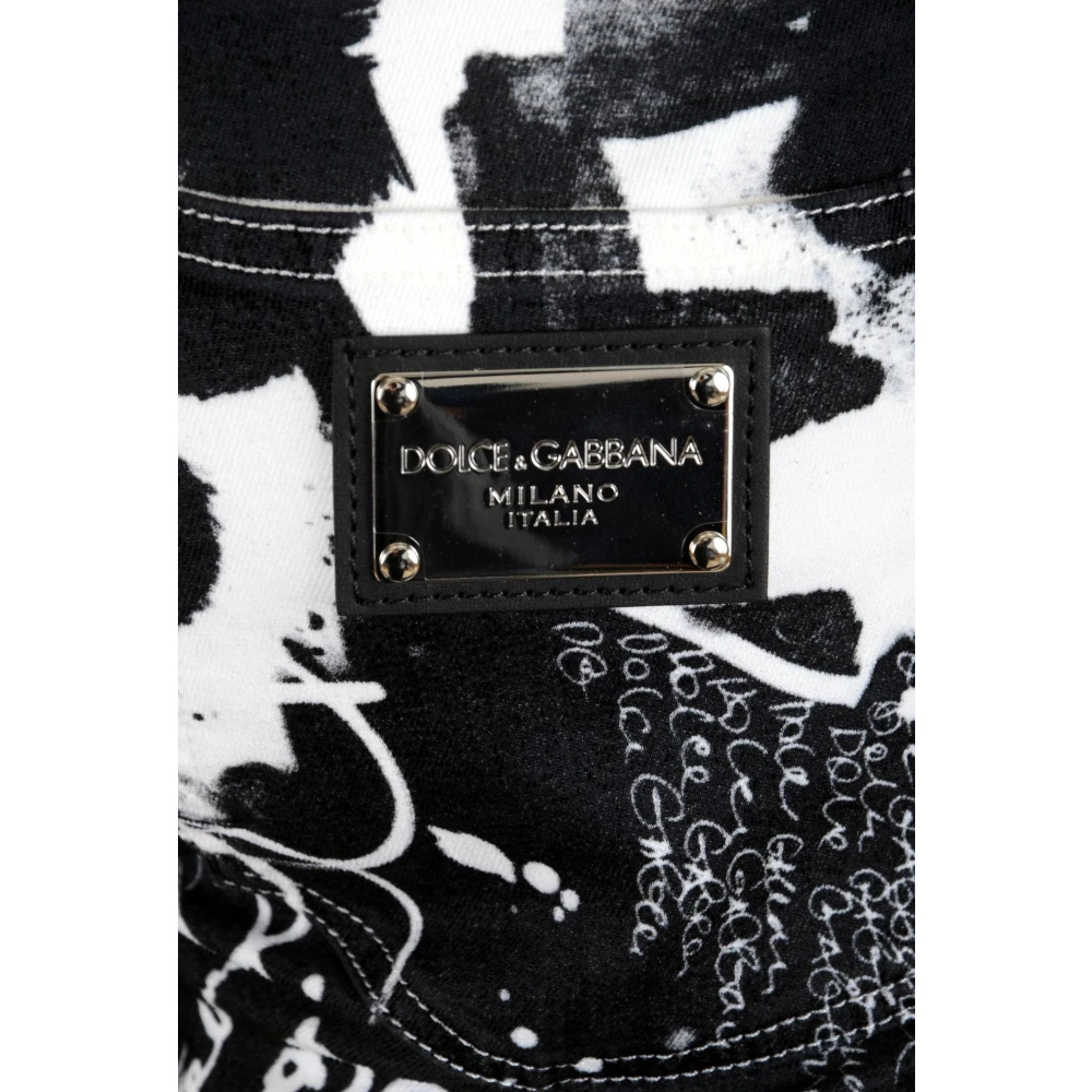 Dolce & Gabbana Gedrukte denim broek voor mannen Multicolor Heren