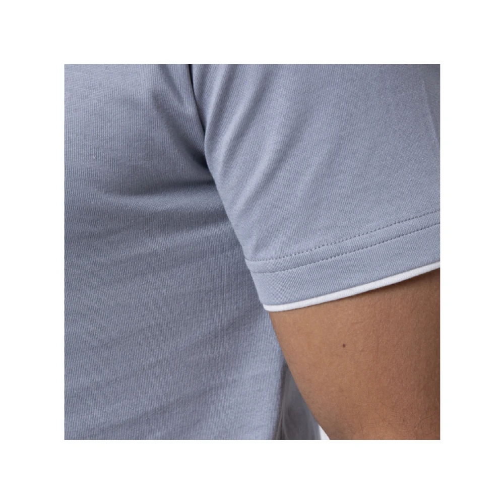 Eleventy Blauw T-shirt met Grijze Inzetstukken Gray Heren