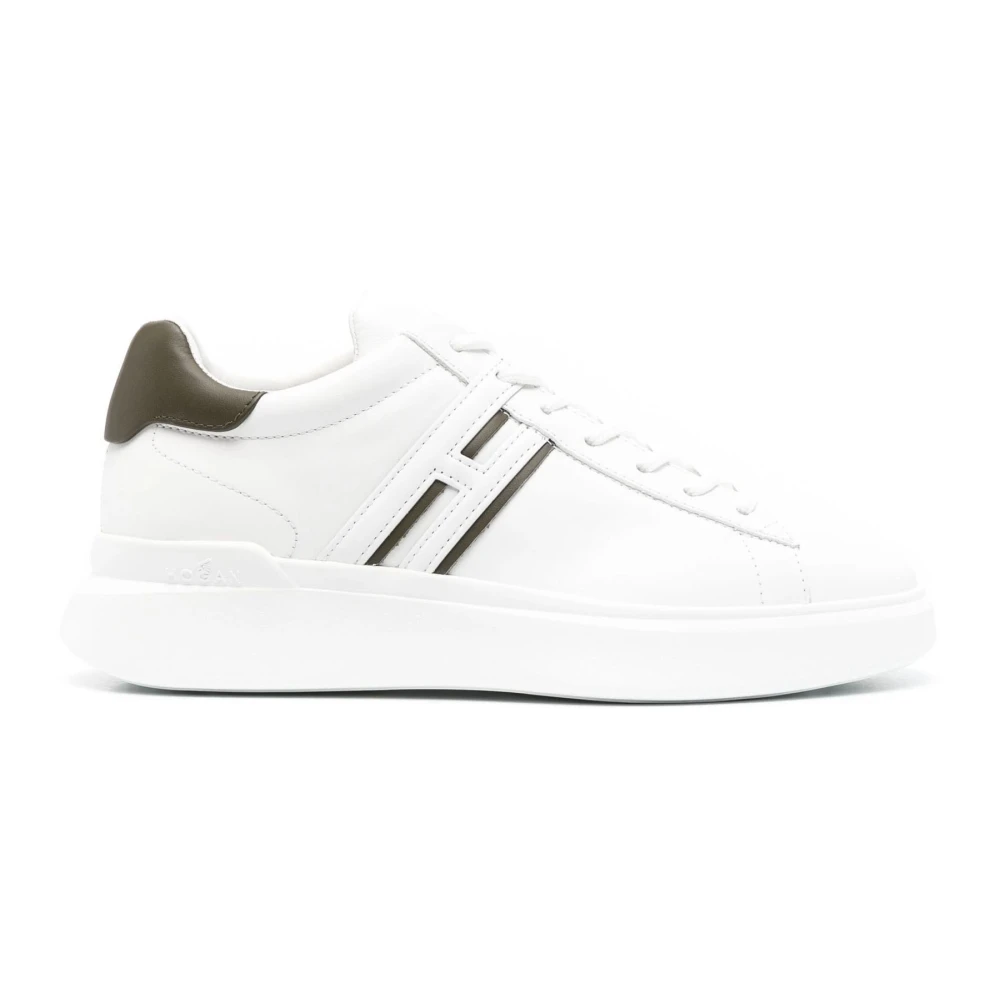 Hogan Witte leren sneakers met logo patch Heren Schoenen