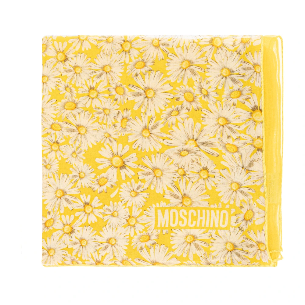 Moschino Zijden sjaal met bloemmotief Yellow Unisex