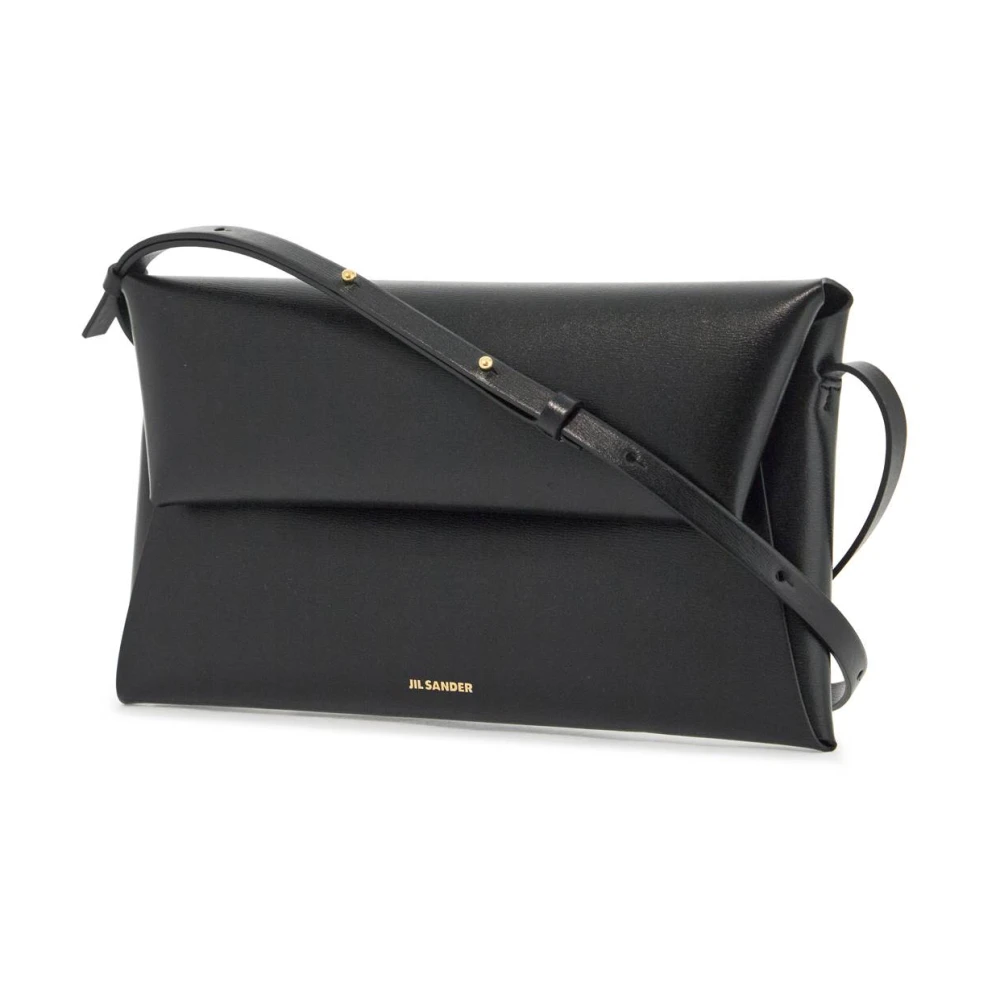 Jil Sander Gevouwen leren schoudertas Black Dames