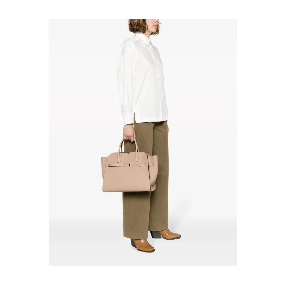 Valextra Milano Leren Media Tas Beige Dames