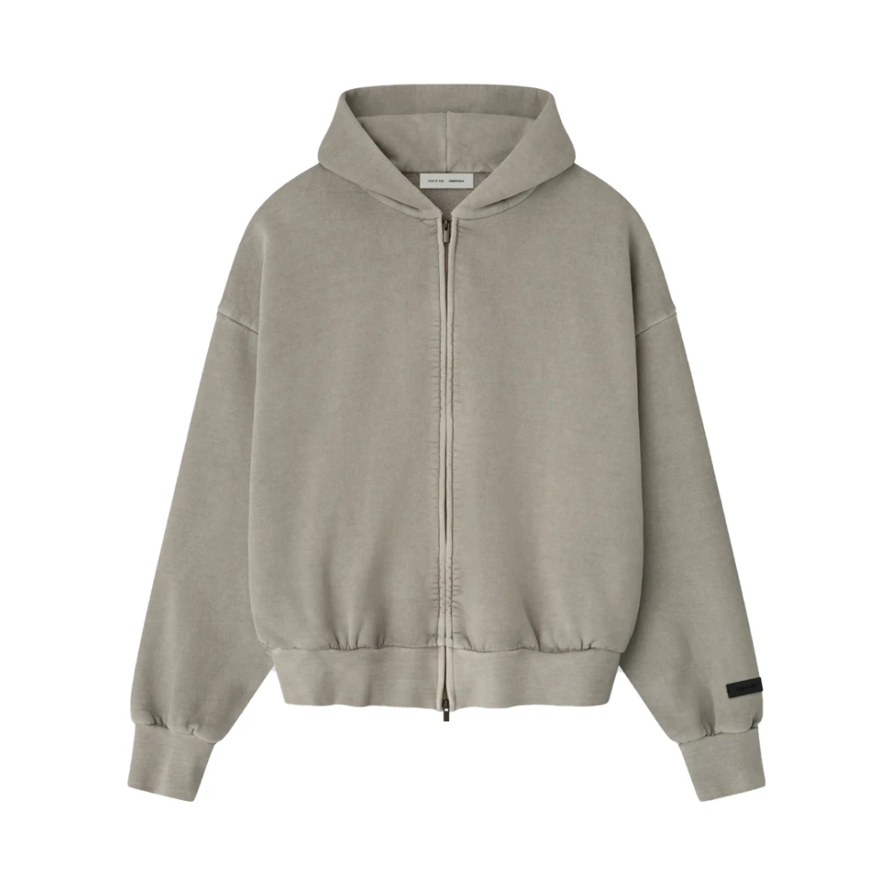 Fear Of God Gray Embroidered Classic Full Zip Hoodie - Male - Zip-Throughs - Xs - Sweatshirts & Hoodies