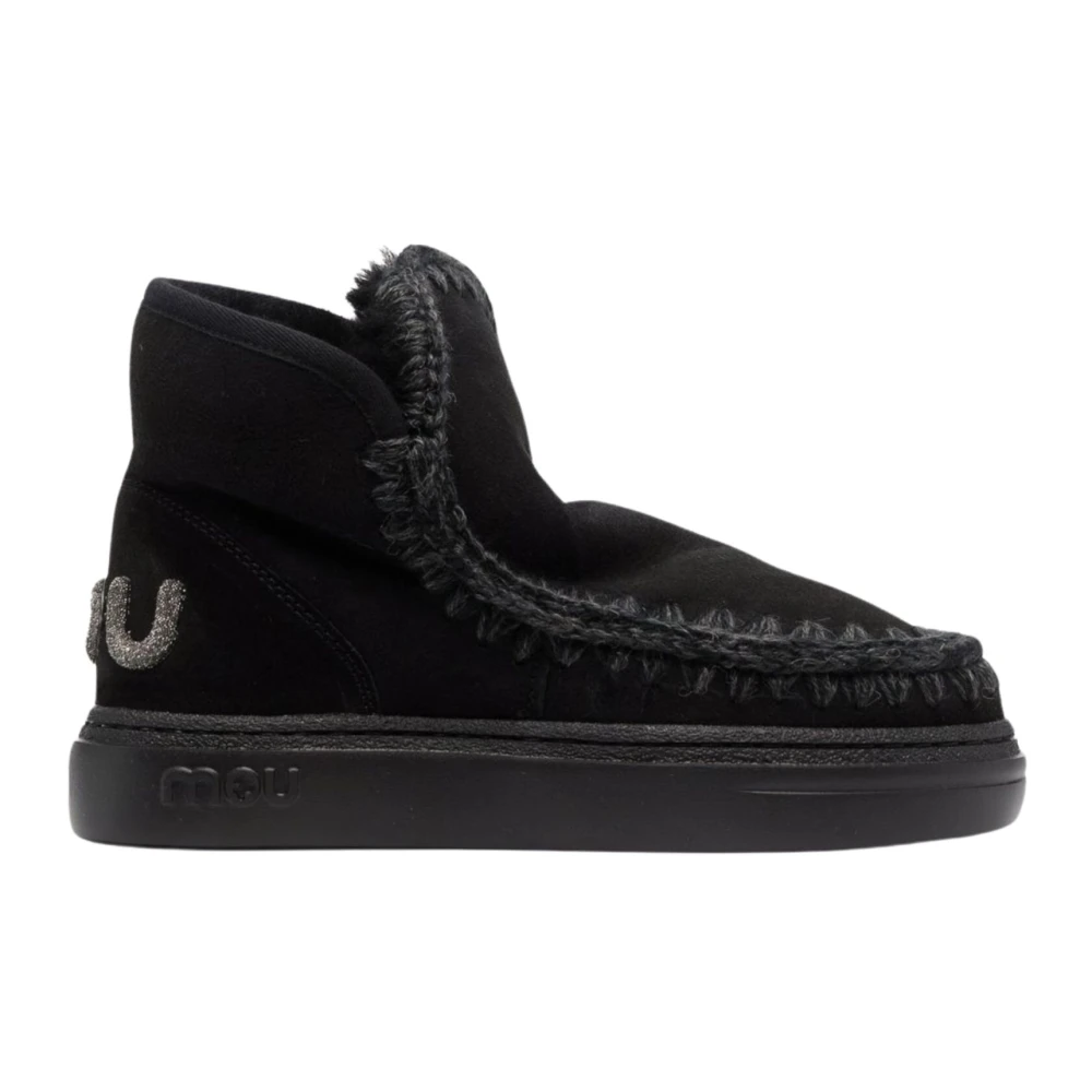 Mou, Skor, Dam, 40 EU, Svart Shearling Platta Sneakers