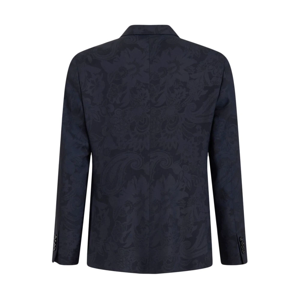 ETRO Blauwe Wollen Stretchjas Klassieke Stijl Blue Heren