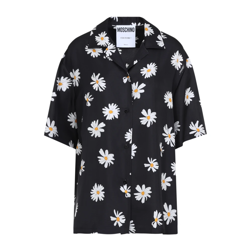 Moschino Elegante Zwarte Zijden Shirt Black Dames