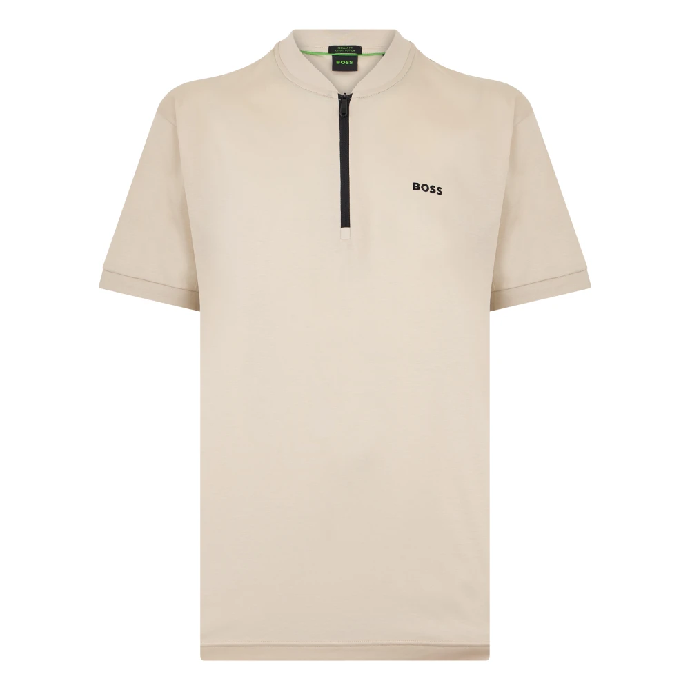 Hugo Men's Beige Polo Shirts, Xs, T-Shirt With Zip Collar