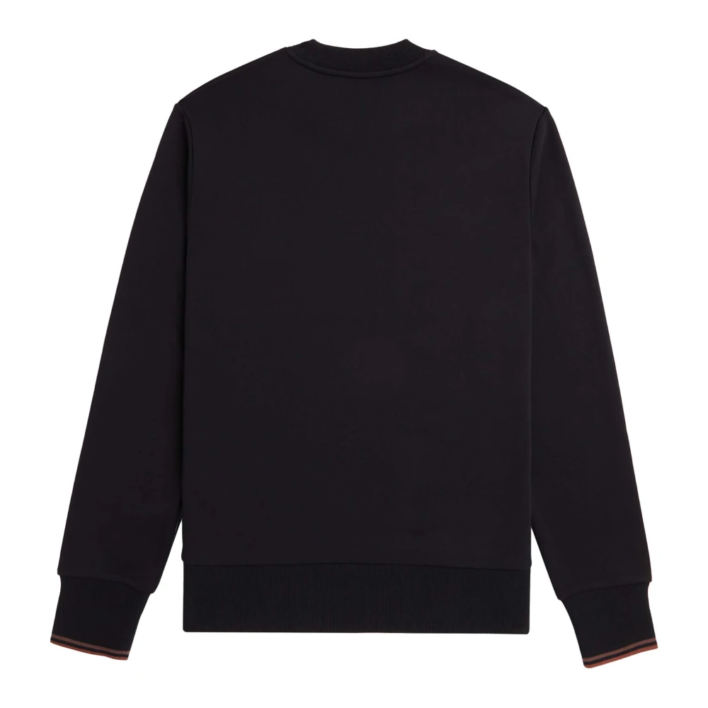 Fred Perry Geborduurd Logo Crew Neck Sweatshirt Black Heren