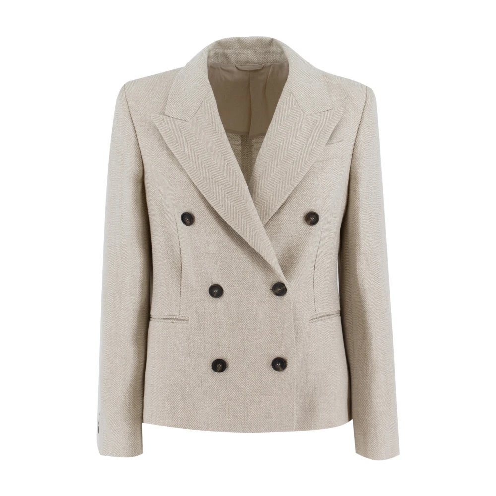 Brunello Cucinelli Women's Beige Blazers, S, Tailored Blazer