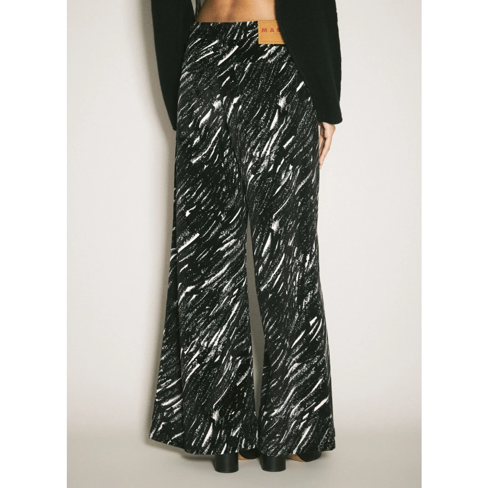 Marni Flocked Denim Jeans met krijtprint Black Dames