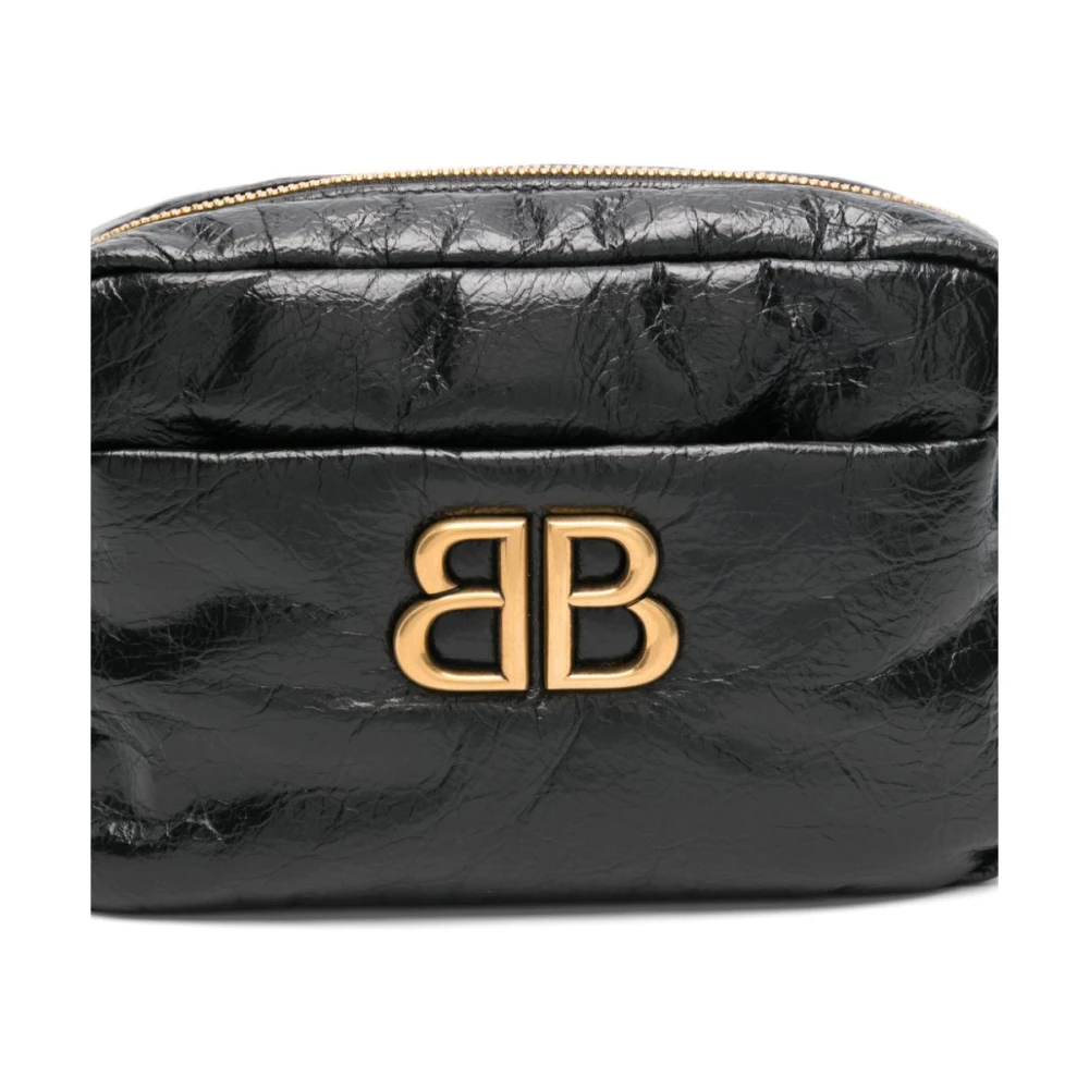 Balenciaga Gekraakt Textuur Leren Schoudertas Black Dames