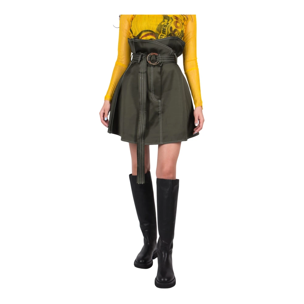 Jw Anderson Women's Green Foldover Waist Mini Skirt