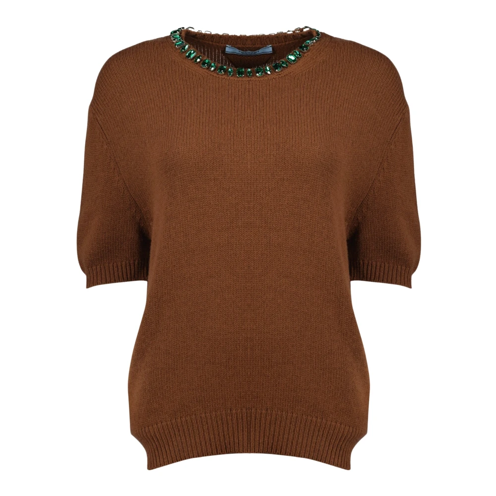 Prada Women's Brown Round-Neck Knitwear, S, Round-Neck Knitwear