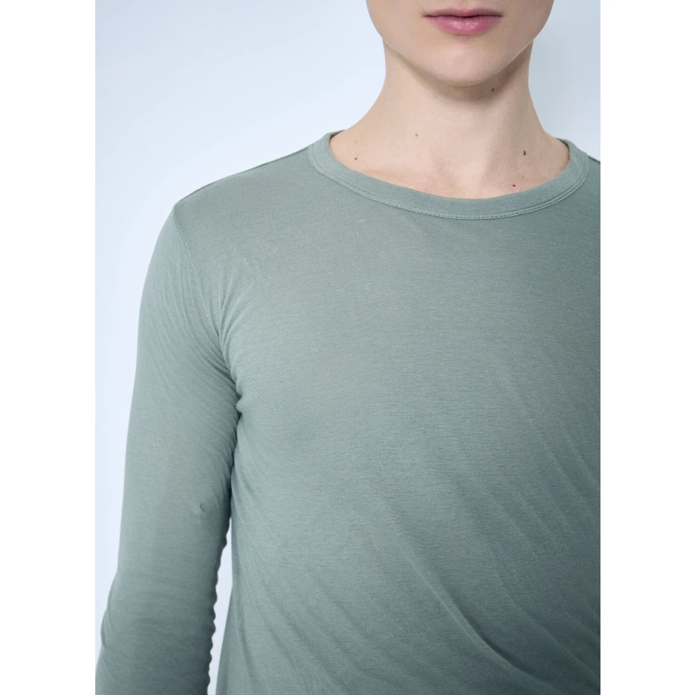 Rick Owens Katoenen T-shirt met Dubbele Laag en Ronde Hals Green Heren