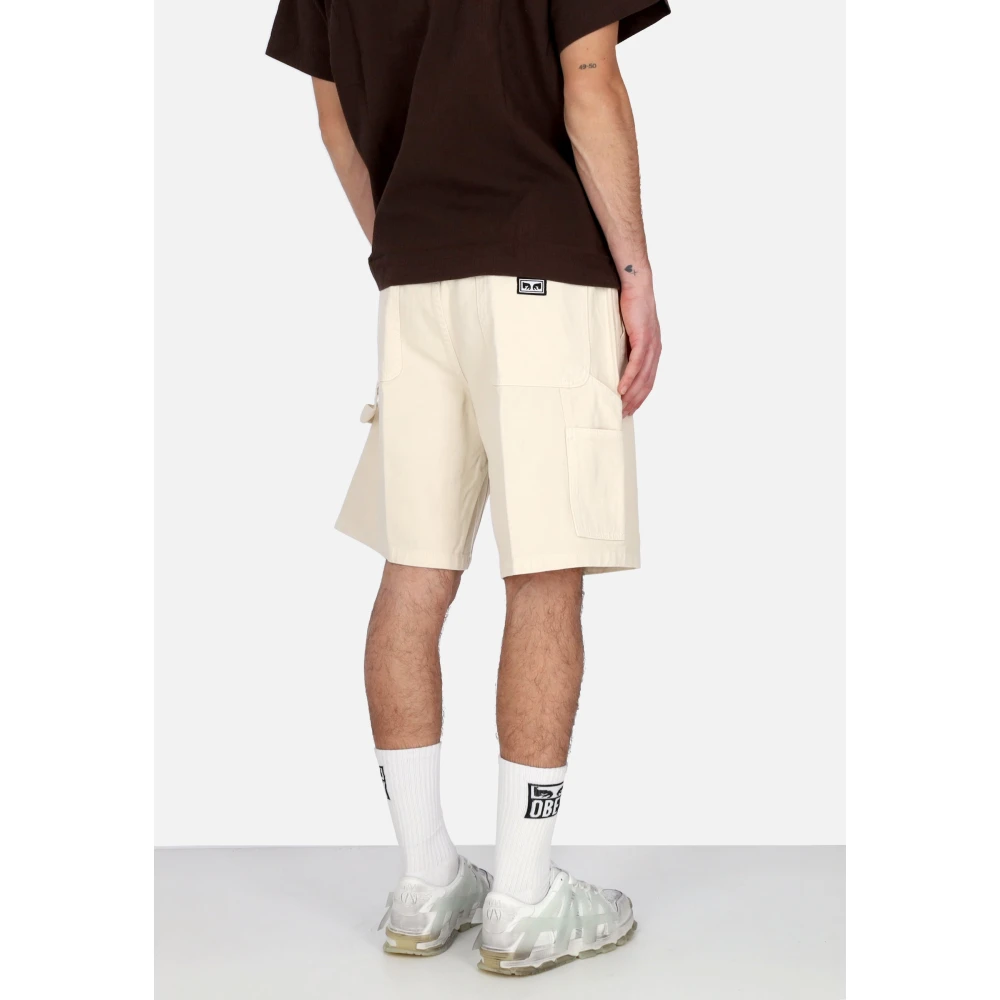 Obey Denim Timmerman Shorts Ongebleekte Jeans Beige Heren