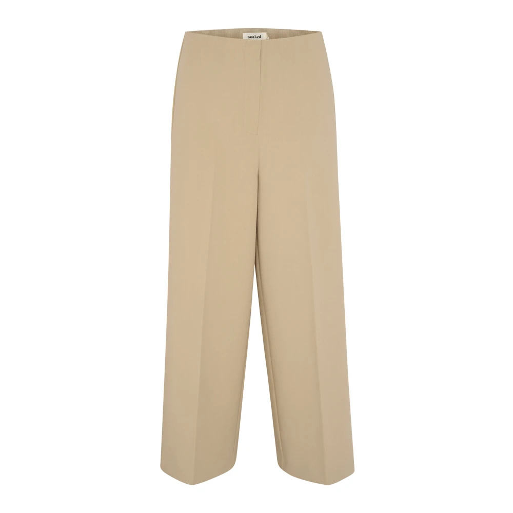 Soaked In Luxury Women's Beige Wide Trousers,, Wide Leg Cropped Trousers Spray Green 2XL