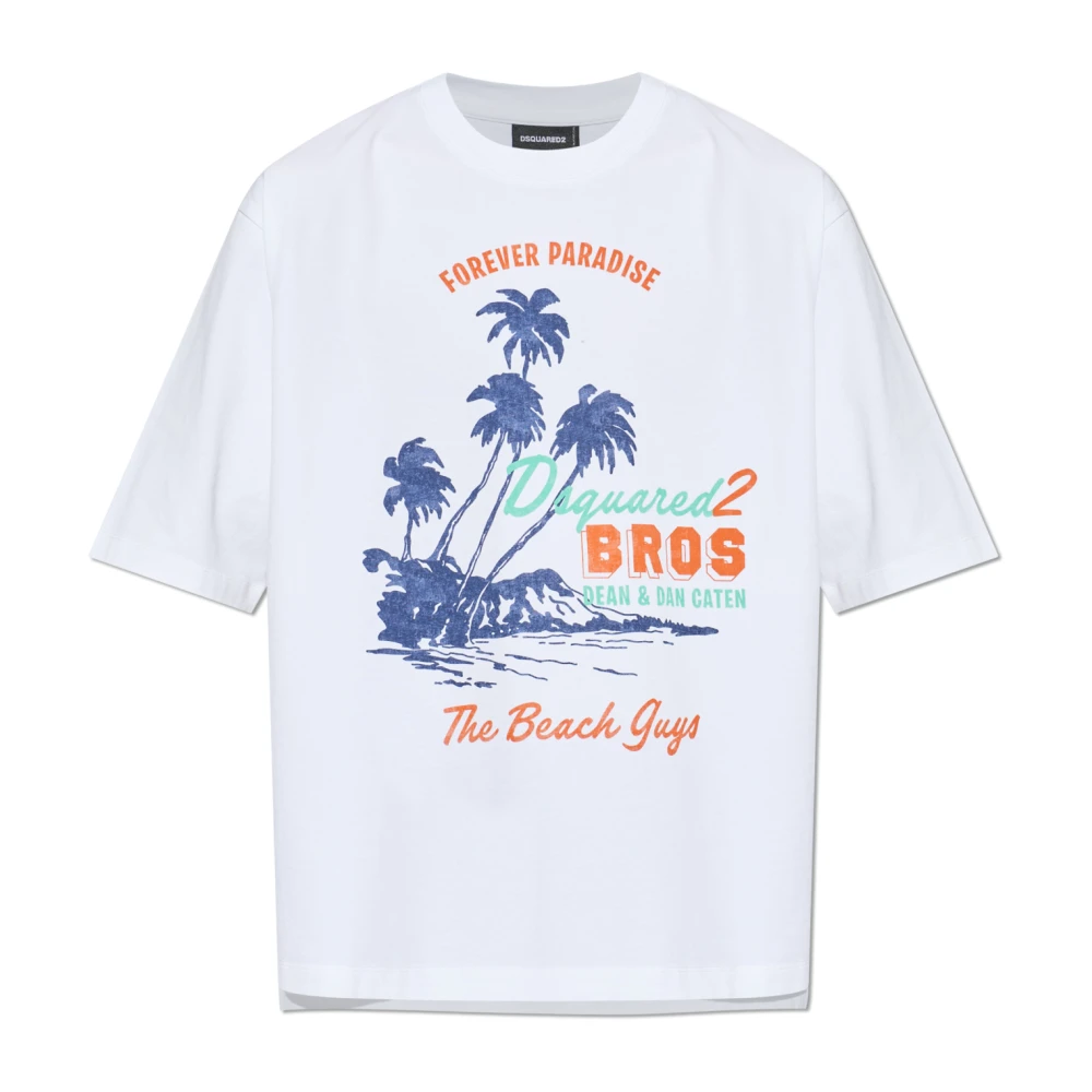 Dsquared2 Men's White T-Shirts, 3XL, T-Shirt With Print