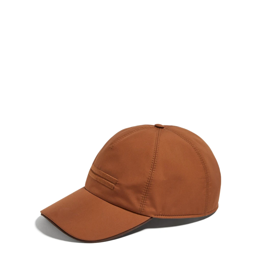 Ermenegildo Zegna Zwarte Technische Baseballpet Brown Heren