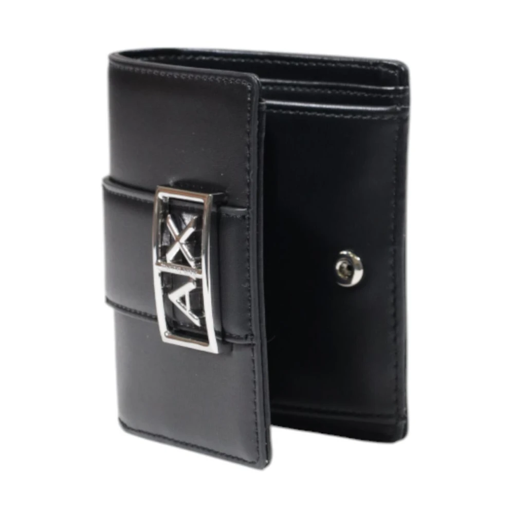 Armani Exchange Zwarte knoopportemonnee met binnenzakken Black Dames