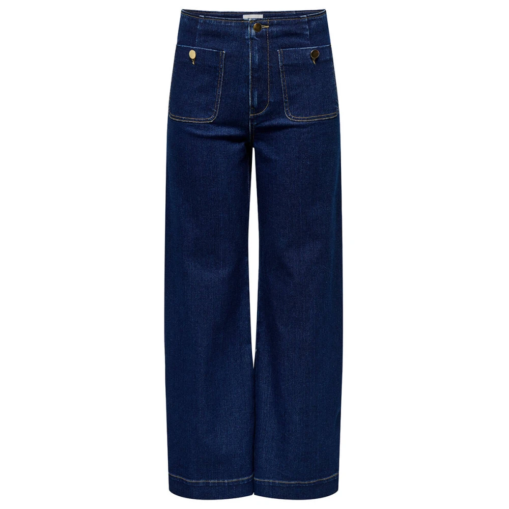 Only Wijde Zak Denim Jeans Blue Dames