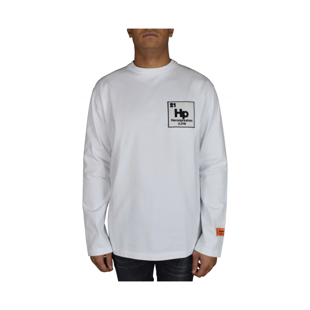 Heron Preston Wit Katoenen T-Shirt met Lange Mouwen en Grafische Print White Heren