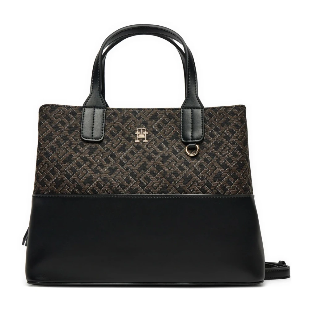 Tommy Hilfiger Jacquard Satchel Tas voor Vrouwen Black Dames