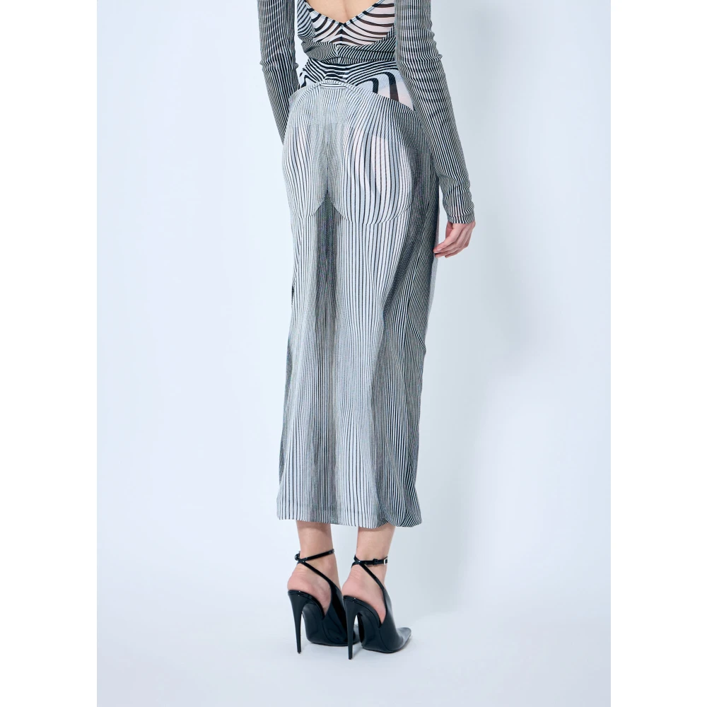 Jean Paul Gaultier Mesh Midi Rok met Gedrapeerd Overlay Multicolor Dames