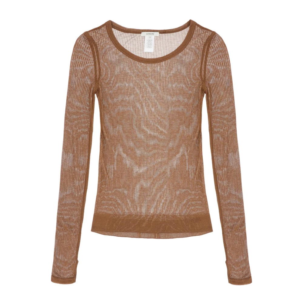 Lemaire Naadloze Geribbelde Longsleeve Top Brown Dames