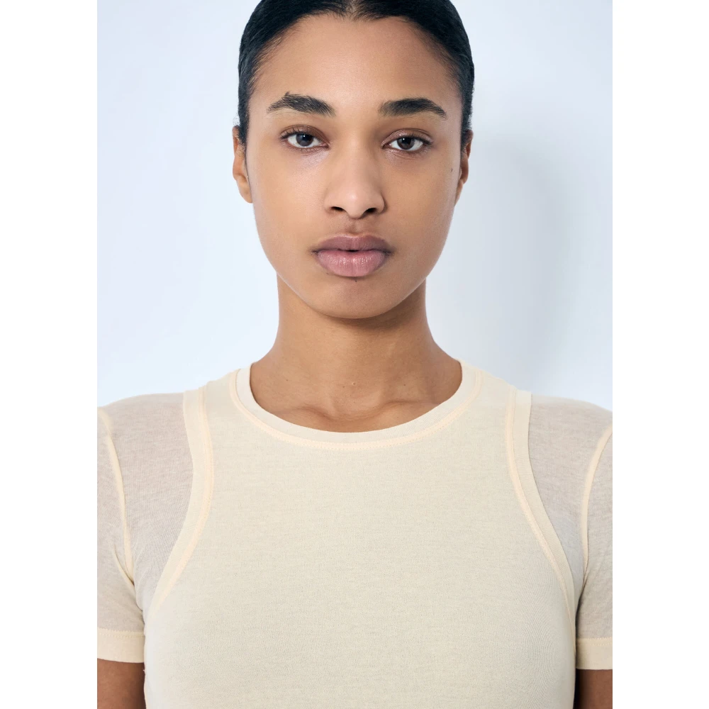 Jil Sander Gelaagd Crewneck T-shirt Beige Dames