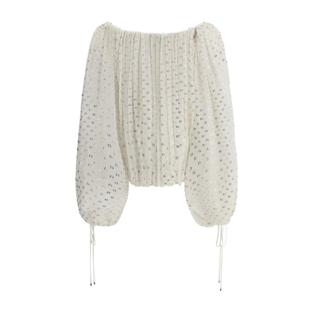 Chloé Polka Dot Off-Shoulder Shirt White Dames