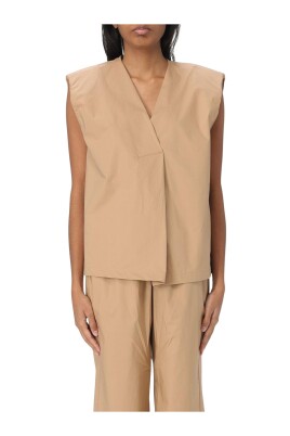 chic-camel-v-neck-top