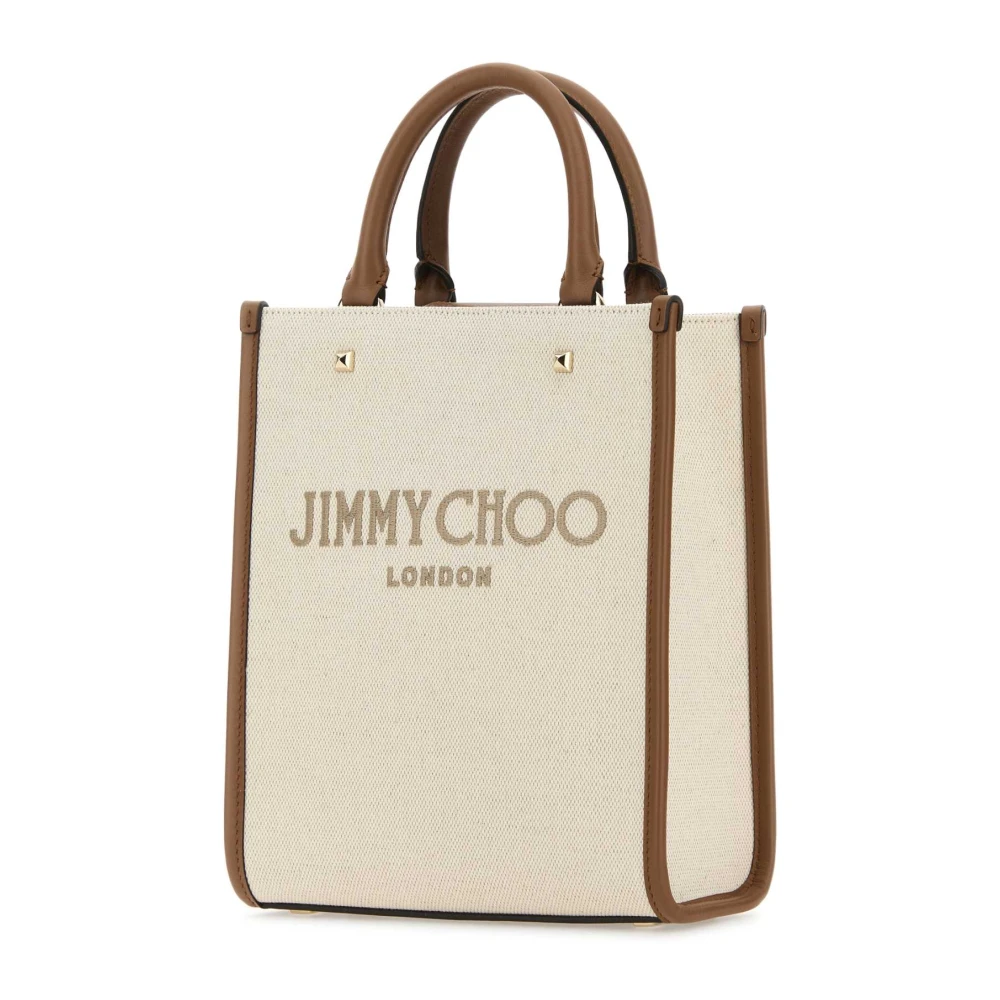 Jimmy Choo Avenue Winkel Tas in Zandkleurig Canvas Beige Dames