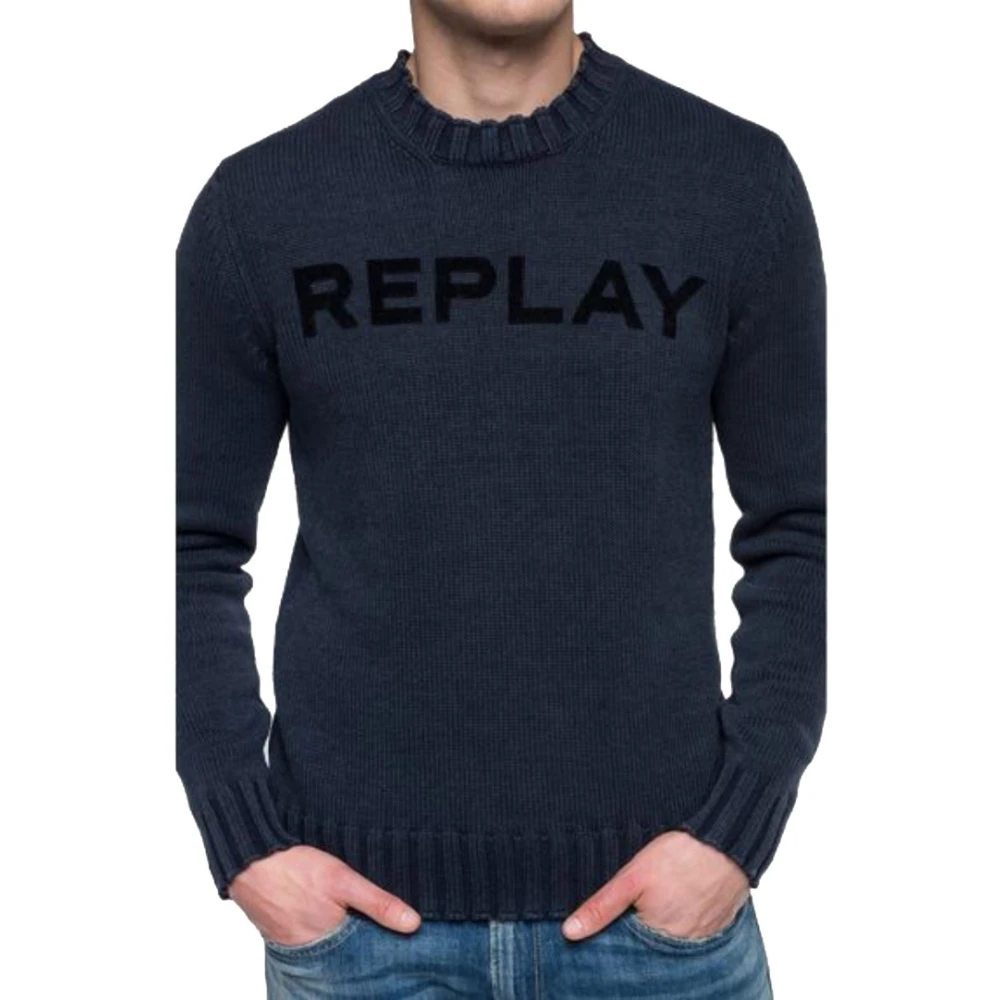 Replay Sweatshirts van puur katoen met ronde hals Blue Heren