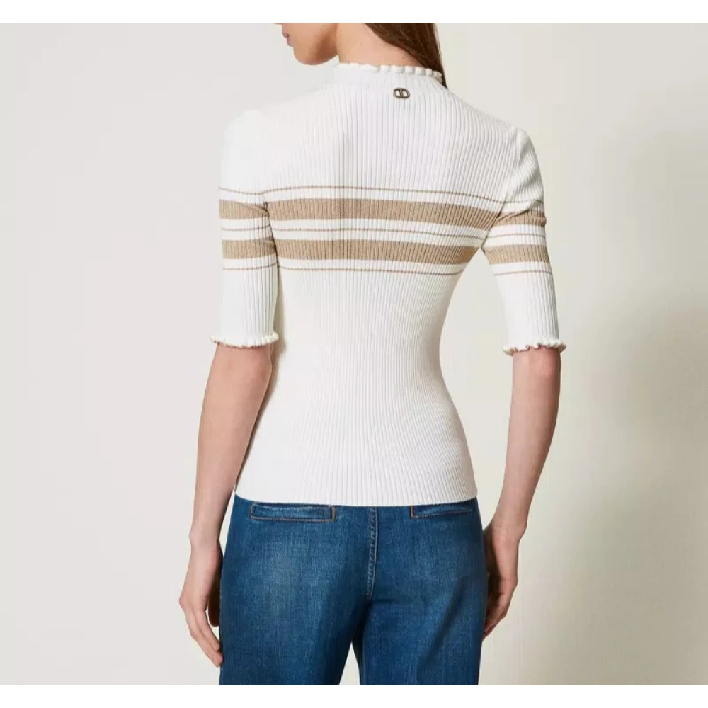 Twinset Geribbelde trui White Dames