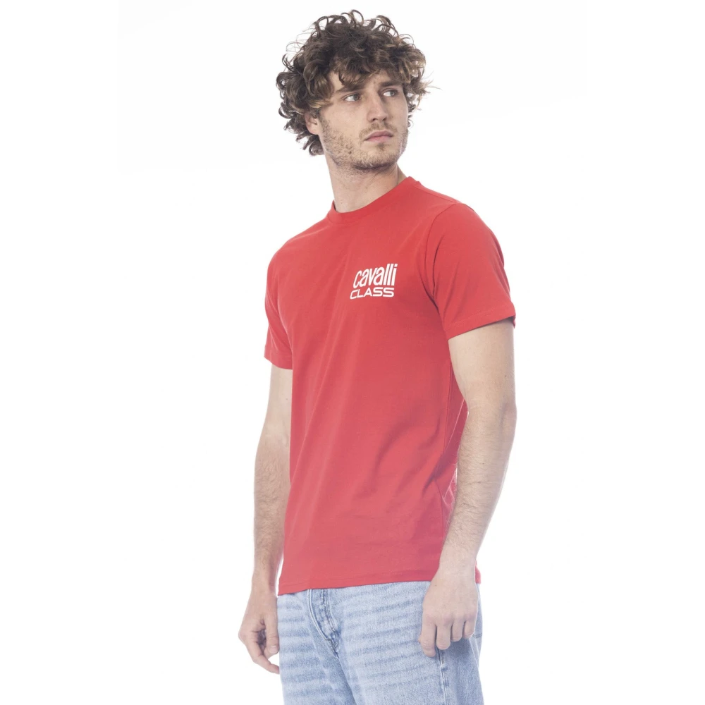 Cavalli Class Logo Print Korte Mouw T-shirt Red Heren