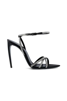 Stiletto Sandaler med Öppen Tå, Spänne och Rosett