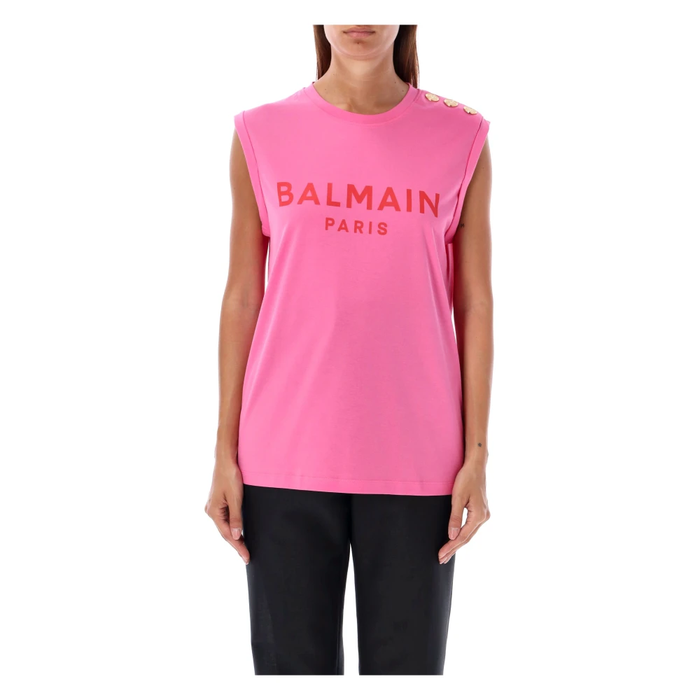 Balmain Fucsia Rose Tank Top Pink Dames