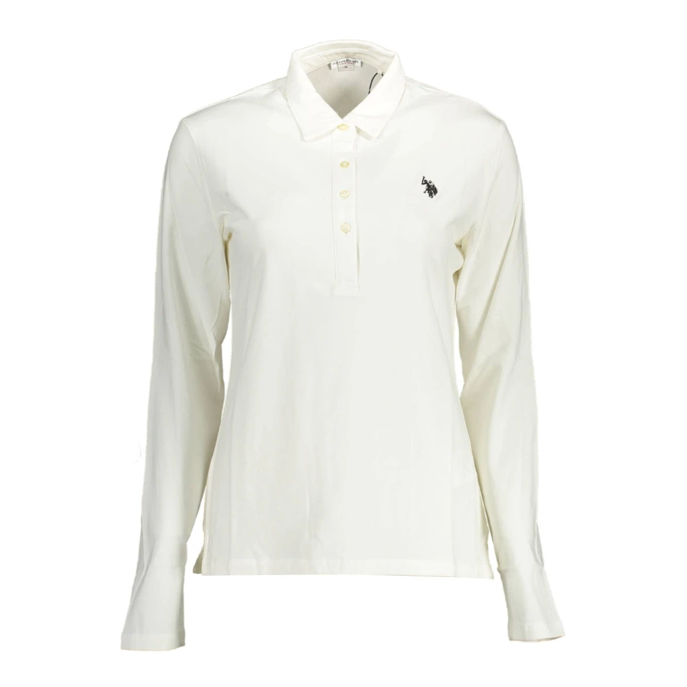 U.s. Polo Assn. Wit Poloshirt met Lange Mouwen en Borduursel White