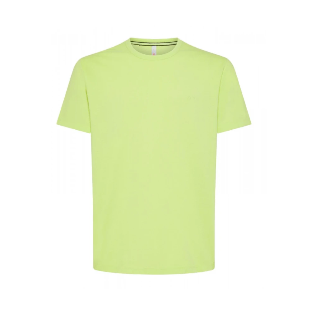 Sun68 Geborduurd Limoengroen Katoenen T-shirt Green Heren